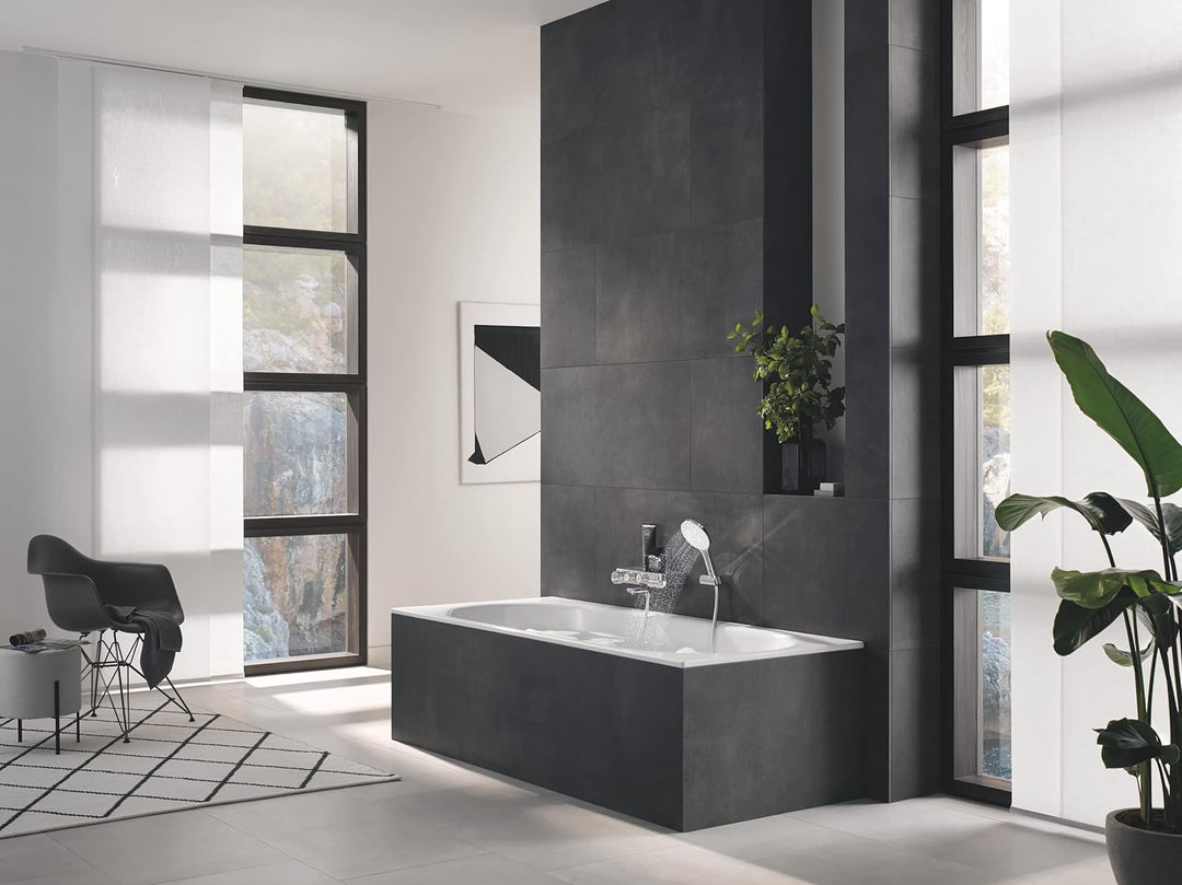 GROHE wassersparende Handbrause Duschkopf Set inkl. Wandhalter, Rainshower 130 SmartActive, EcoJoy,
