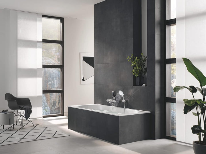 GROHE wassersparende Handbrause Duschkopf Set inkl. Wandhalter, Rainshower 130 SmartActive, EcoJoy,