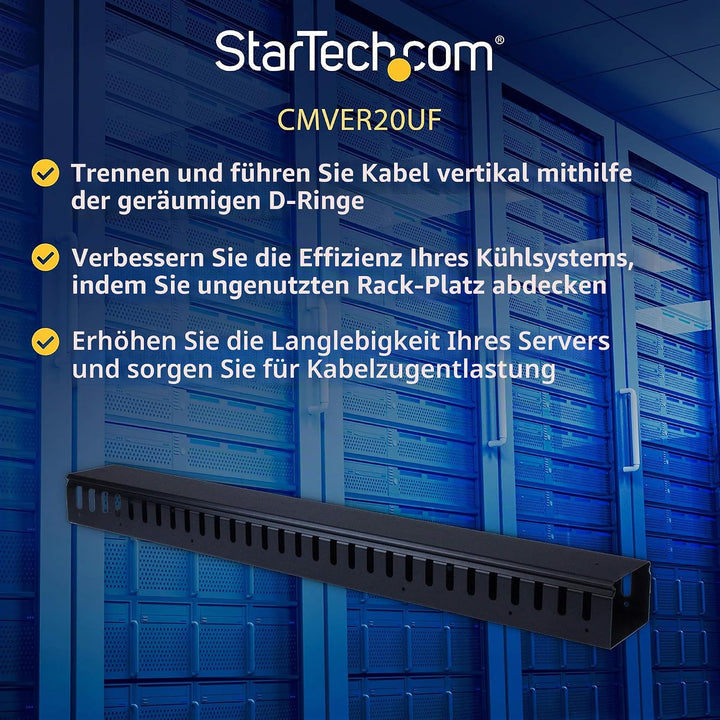 StarTech.com Vertikaler Kabelordner mit Finger Duct - 0U - 91cm - Rack Kabelmanager 0U | Vertical |