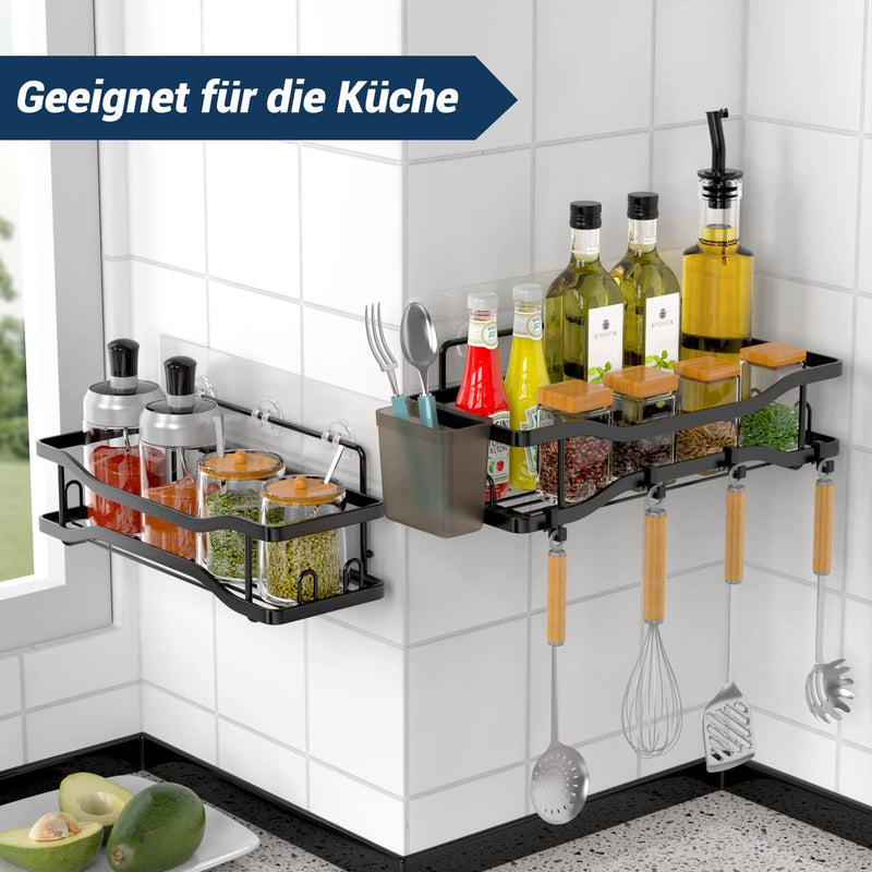 FINIBO Duschablage Ohne Bohren, 2 Stück Selbstklebend Badregal Badezimmer Organizer, Duschregal Edel