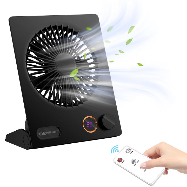 VEMONT Mini Tischventilator, USB Ventilator,5000mAh Akku-Ventilator,180°Kippbarer tragbarer Ventilat