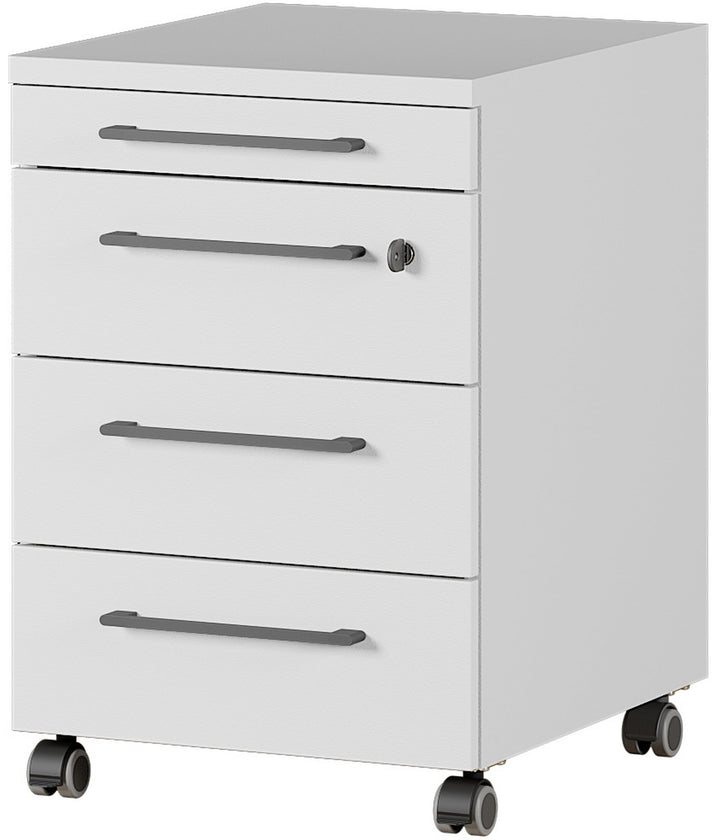 bümö Andratx Rollcontainer mit Schubladen, Container abschliessbar aus Holz in grau - Rollwagen für'