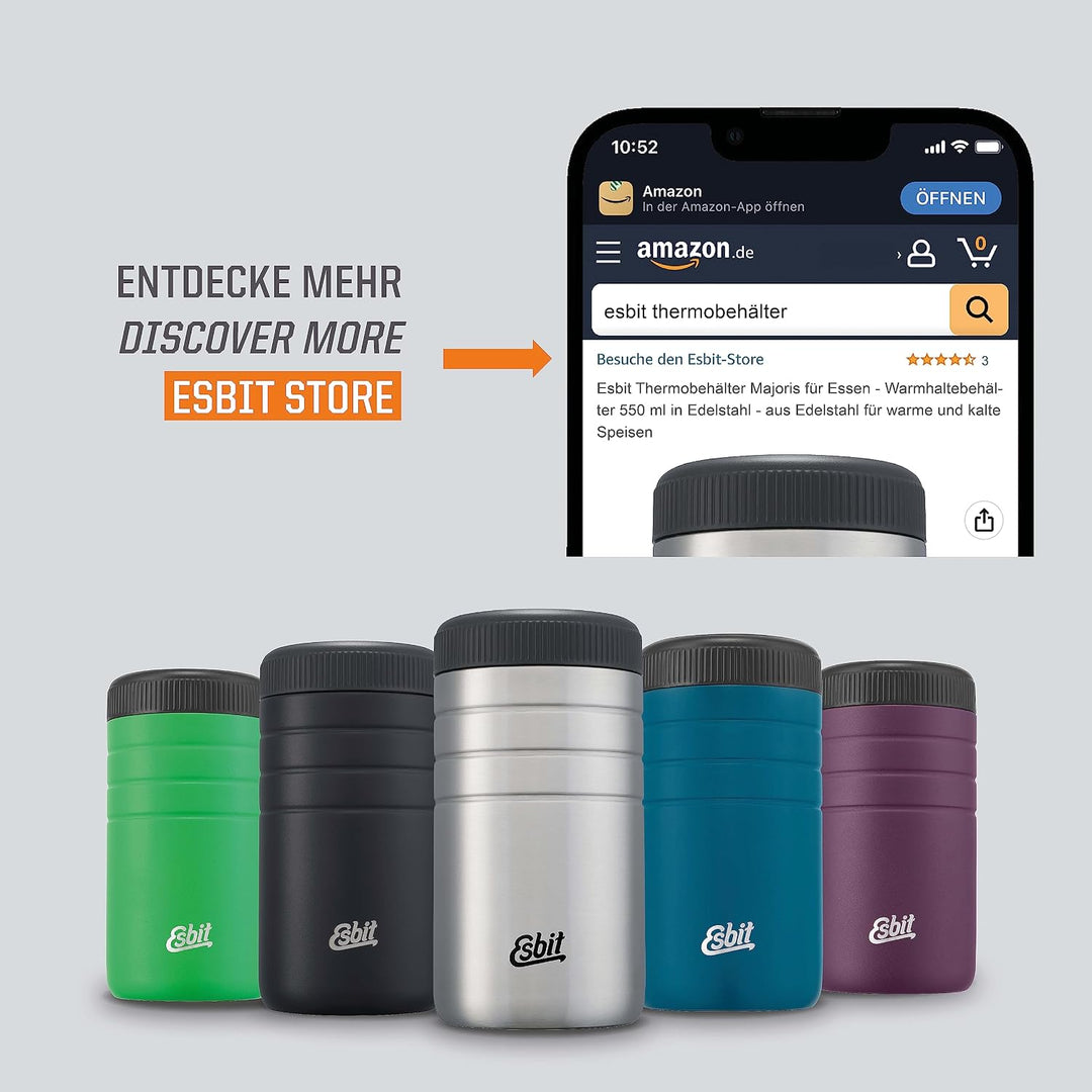 Esbit Thermobehälter Majoris | Edelstahl | BPA-Frei | Schwarz &amp; Silber | 0,4L &amp; 0,55L | für warme Sp