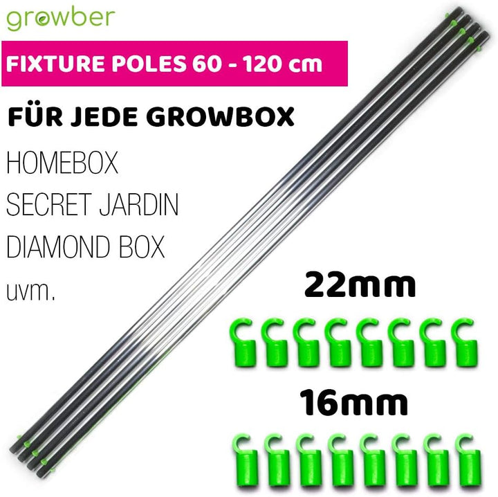growber - Fixture Poles Für 16mm Zeltstangen - Stangen Set für Growbox und Growzelt
