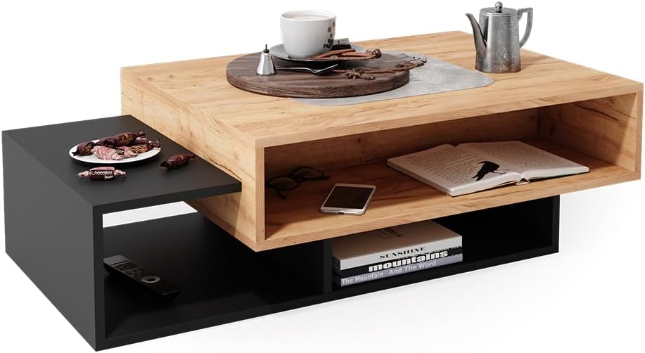 Vicco Couchtisch Sofatisch Beistelltisch Bari Anthrazit/Goldkraft