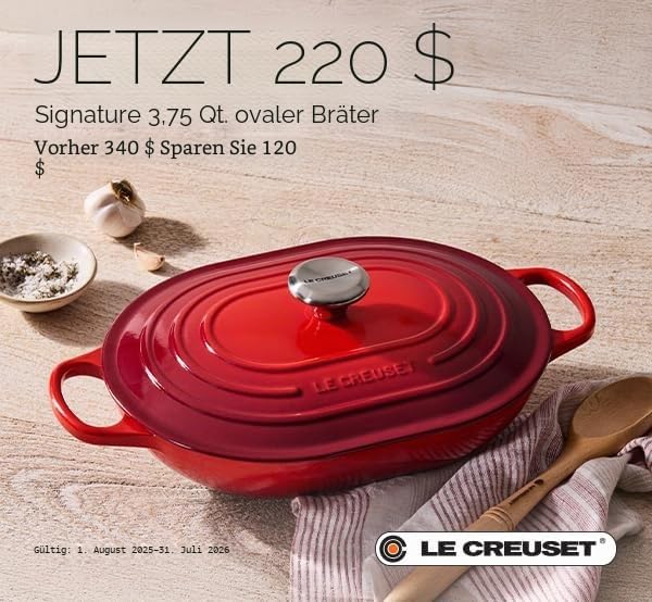 Le Creuset SignatureOblong aus Gusseisen mit Hilfsgriff, für alle Herdarten und Backöfen, 31 cm, 3,4