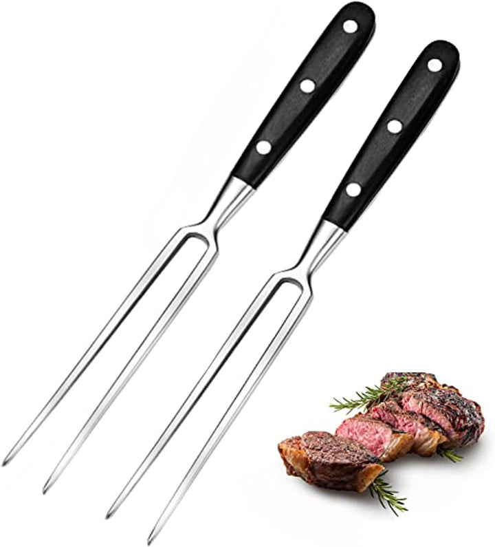 2 Stücke Fleischgabel mit Griff - Edelstahl Länge 16.5cm, Gesamtlänge 29cm Tranchiergabel Grillgabel