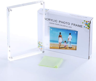 AMEITECH Acryl Bilderrahmen, 9x13 cm transparent, doppelseitig magnetisch Bilderrahmen, Desktop rahm