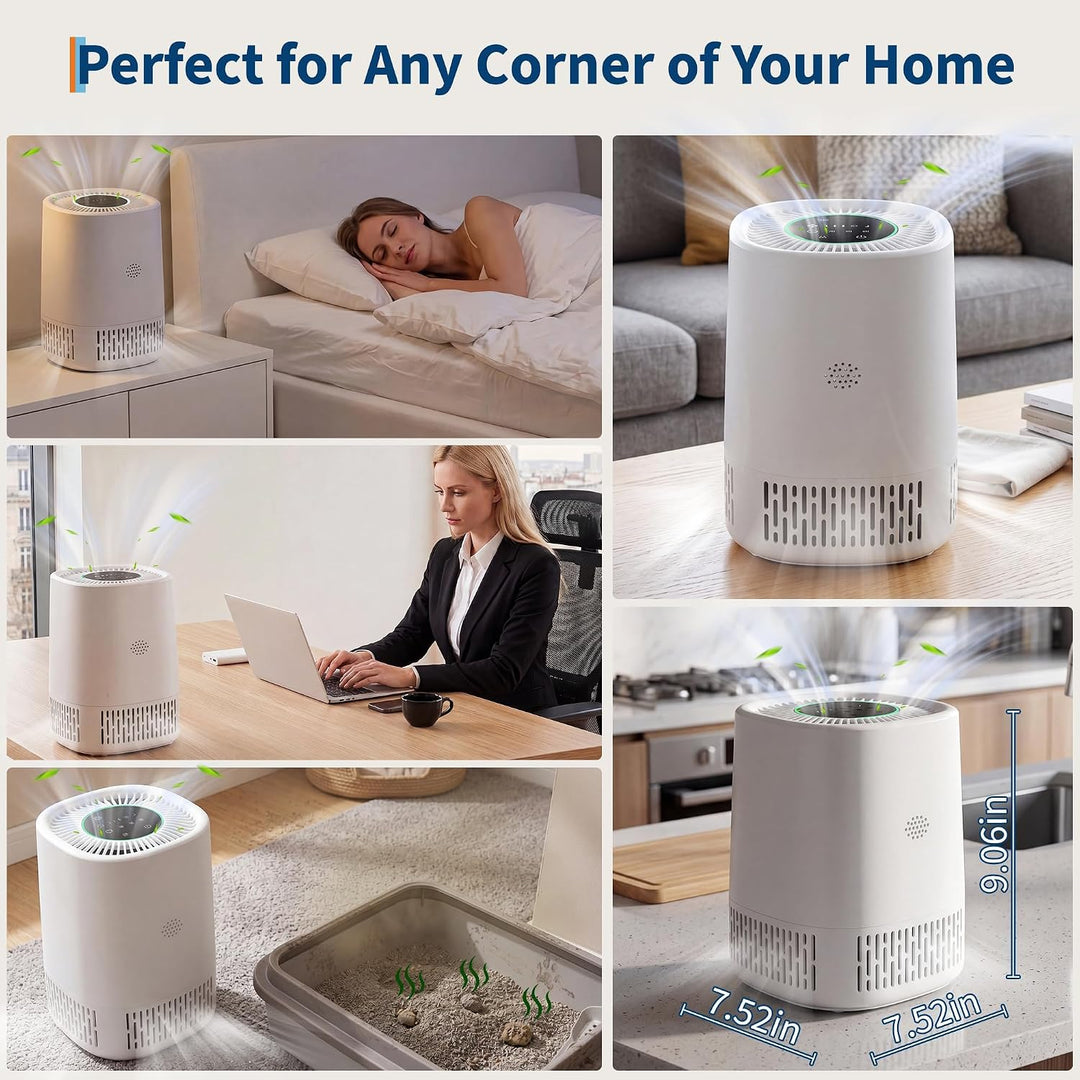 Luftreiniger Mit HEPA + Aktivkohlefilter, CADR 100 M³/h Für Bis Zu 15㎡, 5 Stufen, Auto-Modus, 24 dB