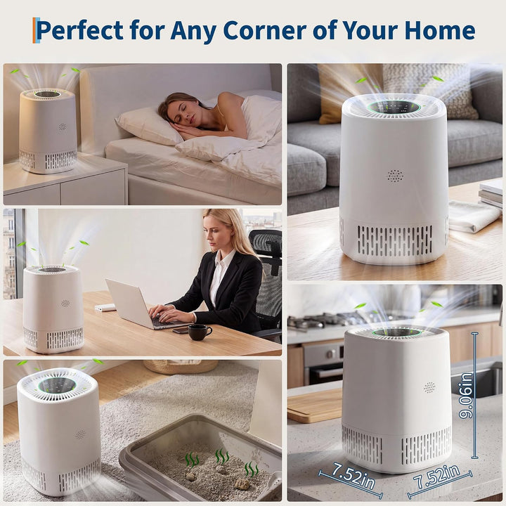 Luftreiniger Mit HEPA + Aktivkohlefilter, CADR 100 M³/h Für Bis Zu 15㎡, 5 Stufen, Auto-Modus, 24 dB