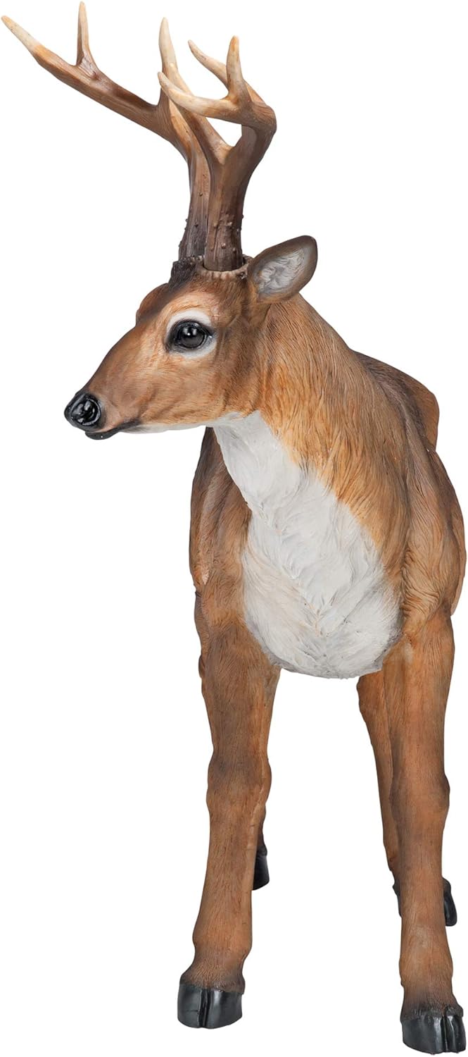 Design Toscano Buck mit dem grossen Geweih Hirschstatue, Masse: 71 x 19 x 62 cm 4.5 kg Buck mit dem