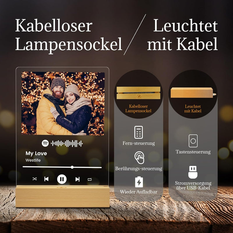 Giftove Spotify Glas Personalisierte Geschenke für Frauen ＆ Männer - Weihnachtsgeschenke für Frau Fr