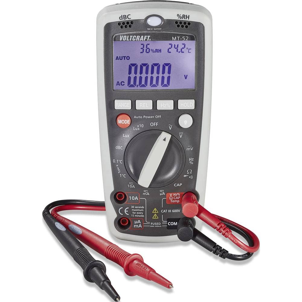VOLTCRAFT MT-52 Digital Multimeter I AC/DC Messungen I Messbereiche für Strom, Spannung, Widerstand,