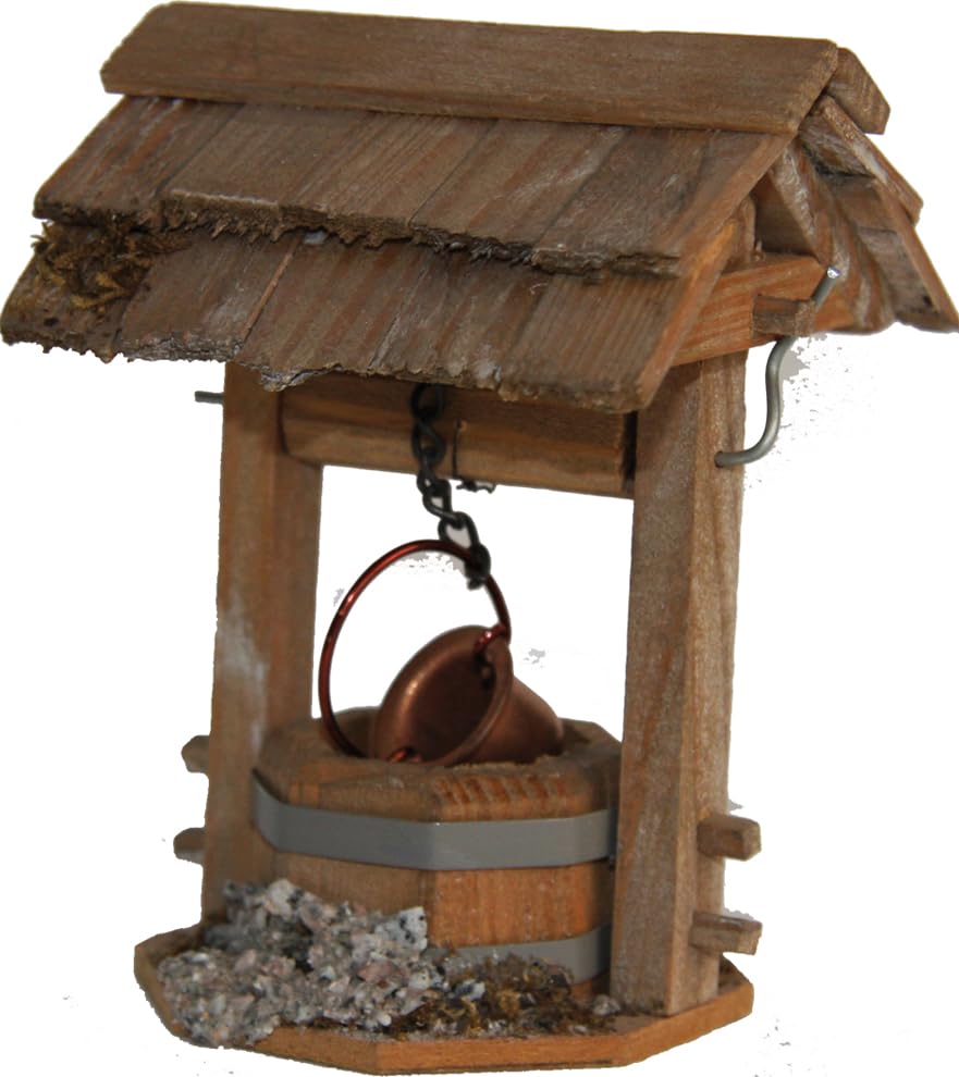 FADEDA Hofbrunnen mit Dach/Höhe: 12cm/handbemalt/detailgetreue Krippen Figuren - Weihnachten Tisch D