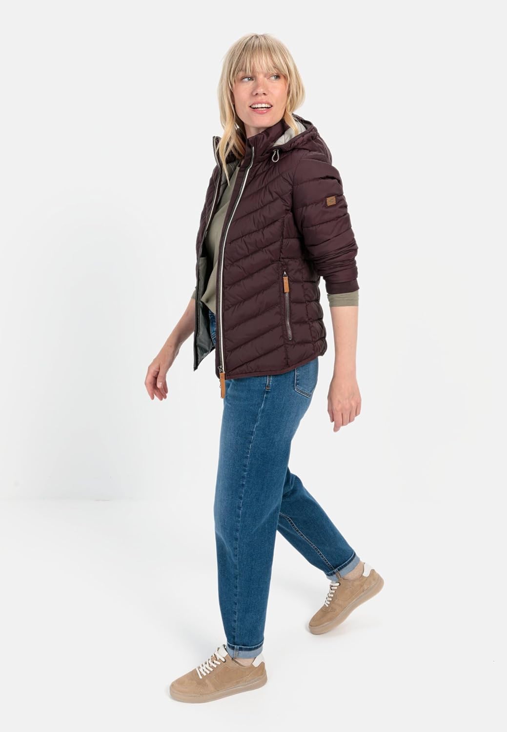 camel active Damen Steppjacke aus recyceltem Polyester 46 Pflaume, 46 Pflaume