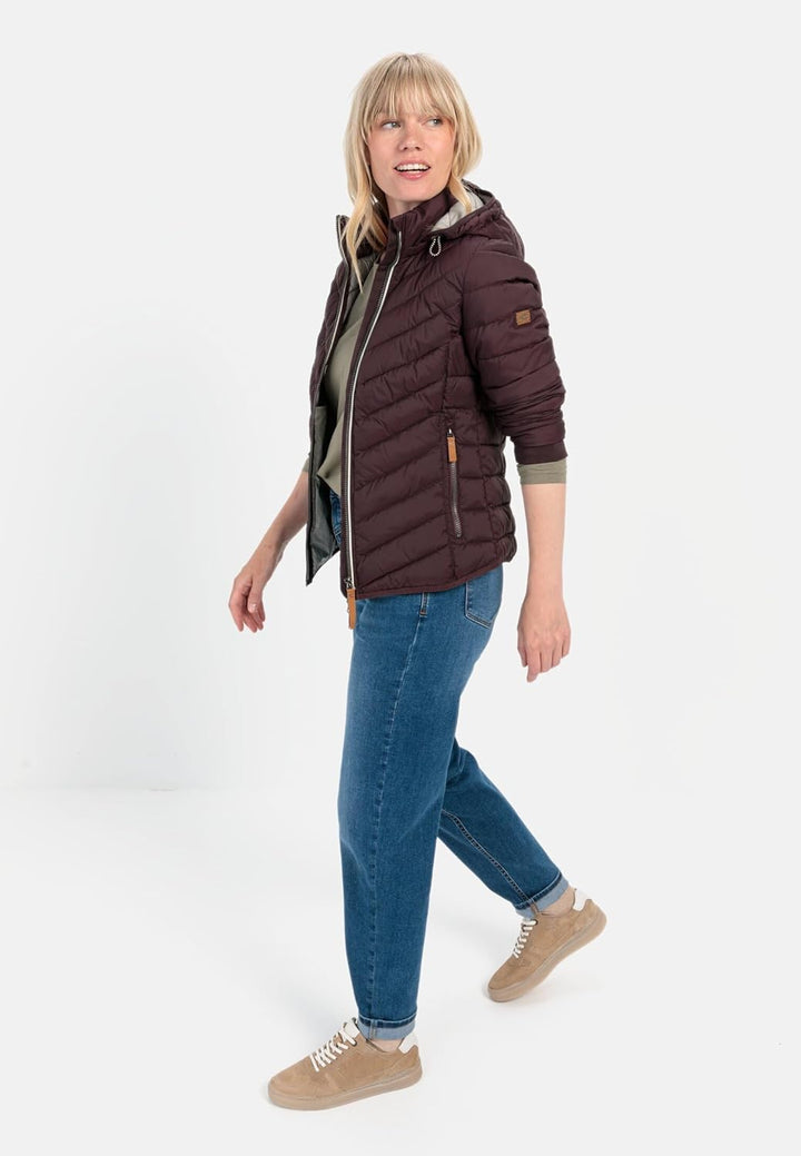camel active Damen Steppjacke aus recyceltem Polyester 46 Pflaume, 46 Pflaume