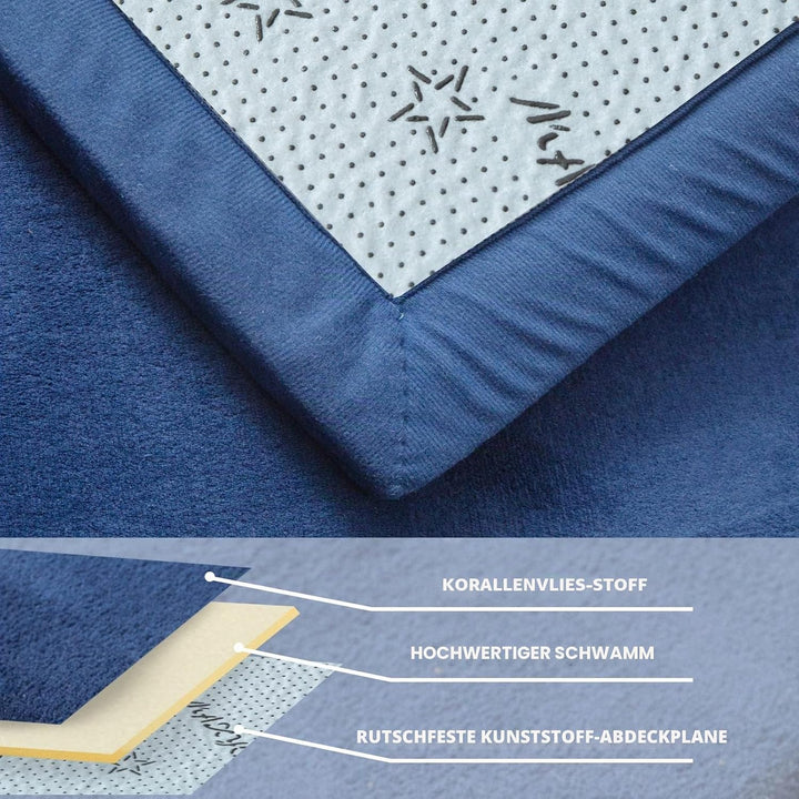 BYBYME Korallen Samtmatte Kinderteppich - Krabbeldecke für Baby Teppich - Extra Dicke 3cm und Weiche