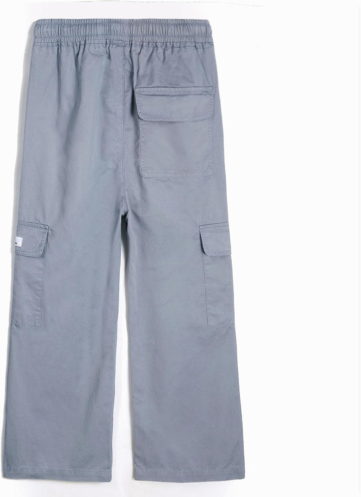 ALXHUTE Mädchen Cargo Hose Straight Kinder Cargohose mit Gummizug 140 Hellgrau, 140 Hellgrau