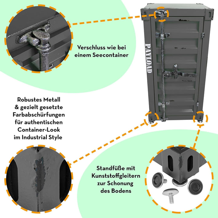 Büttner Kommode Sideboard Highboard Spind Metallschrank Kasten Kommodenschrank Stauraum Regal im Ind