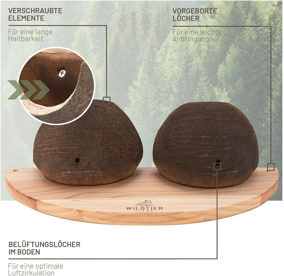 wildtier liebe Schwalbennest, Doppelnest I Nisthilfe Natur für Mehlschwalben aus Massiv-Holz &amp; Natur