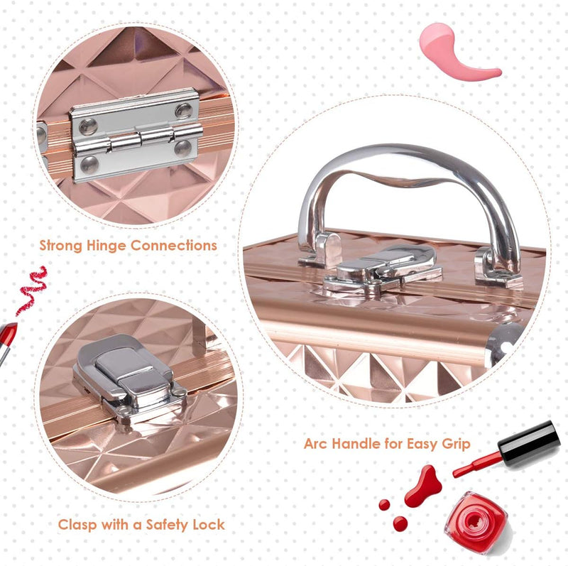 GIANTEX Kosmetikkoffer mit Spiegel, Beauty Make-up Case Schminkkoffer aus ABS und Aluminium, 2 auszi