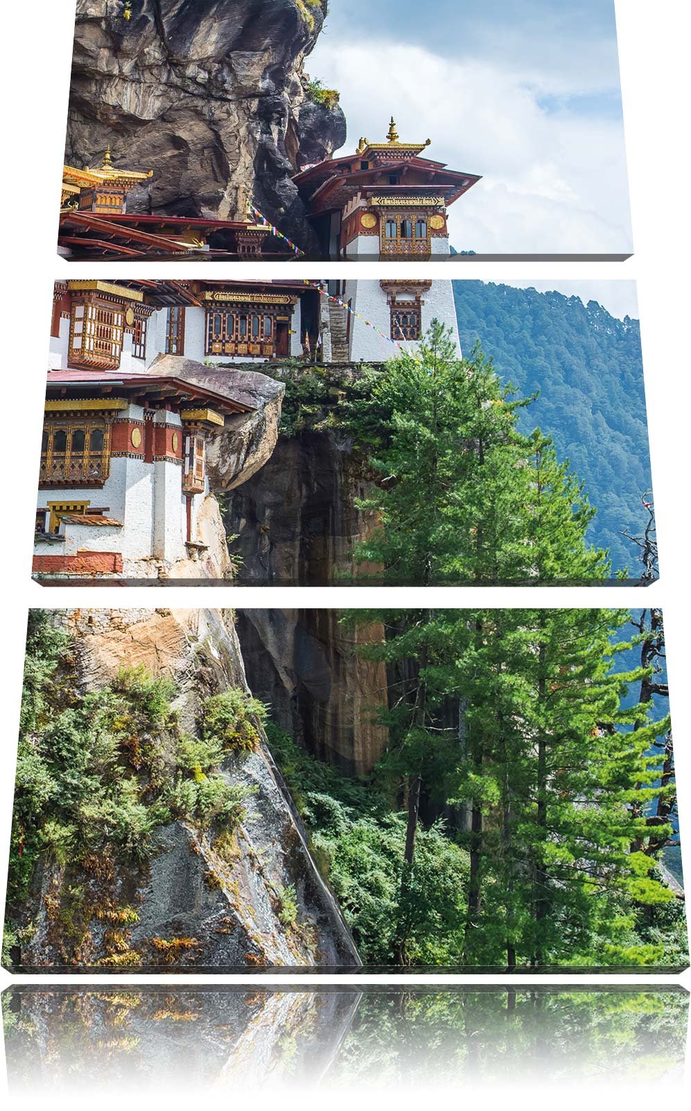 Pixxprint Buddha Tempel in China 3-Teiler Leinwandbild 120x80 Bild auf Leinwand
