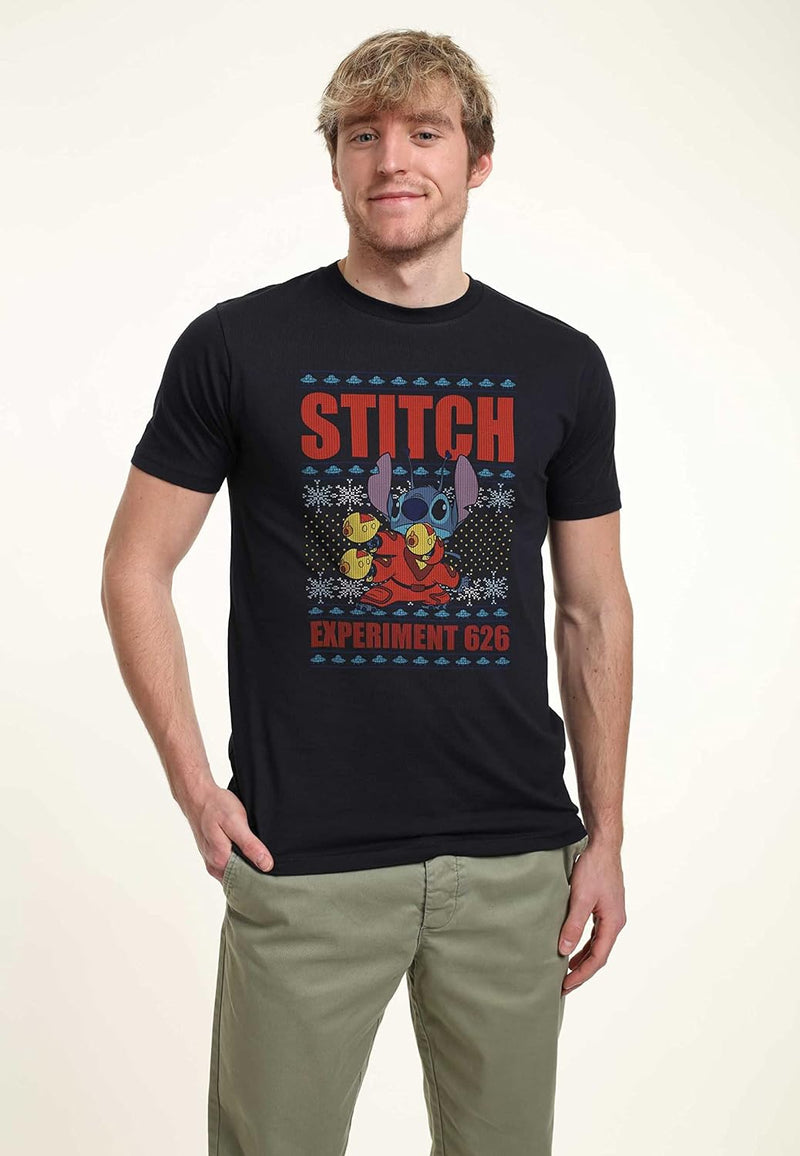 Disney Classics Unisex Lilo & Stitch-Stitch Experiment 626 Organic Short Sleeve T-Shirt, Navy Blue,