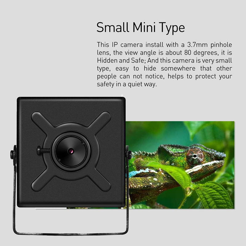 Revotech Mini Pinhole IP Kamera, HD 3MP Sicherheitskamera Innen 3,7 mm Objektiv P2P H.265 Videokamer