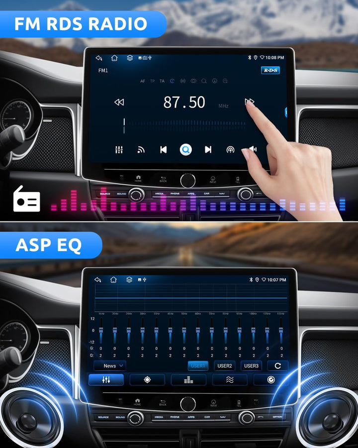 ESSGOO Single Din Android14 Autoradio mit Wireless Carplay und Android Auto,10.1 Zoll IPS-HD Touchsc