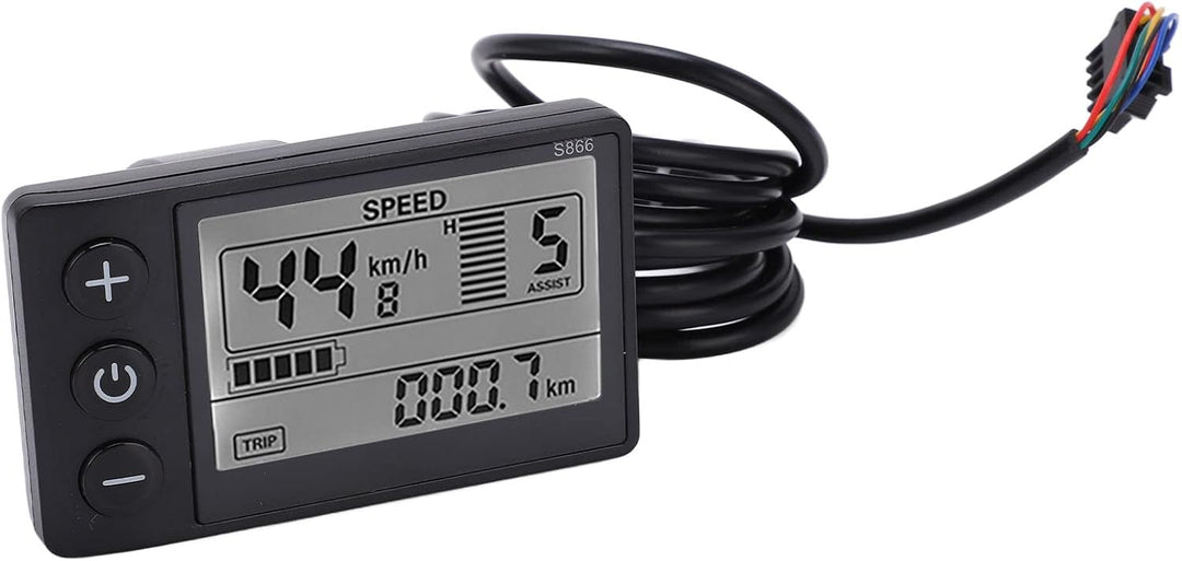 Tbest Display LCD Bildschirm 48v Fahrrad mit SM Stecker, S866 Elektro-Fahrrad Display LCD Messgerät