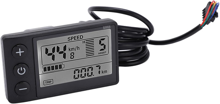 Tbest Display LCD Bildschirm 48v Fahrrad mit SM Stecker, S866 Elektro-Fahrrad Display LCD Messgerät
