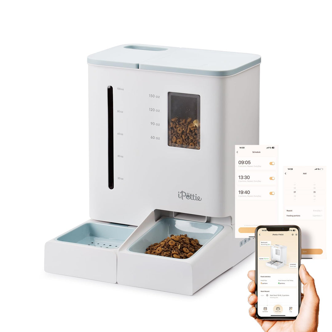 iPettie FW54 5G/2.4GHz WLAN Automatischer Futter- und Wasserspender 2-in-1 für Haustiere, 8.8L Gross