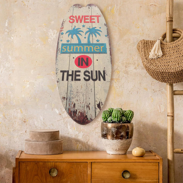 Operitacx Surfbrett Holz Deko Schild 18X6.5 Zoll Strand Meer Wanddekoration Tiki Stil Sommer Bar Hau