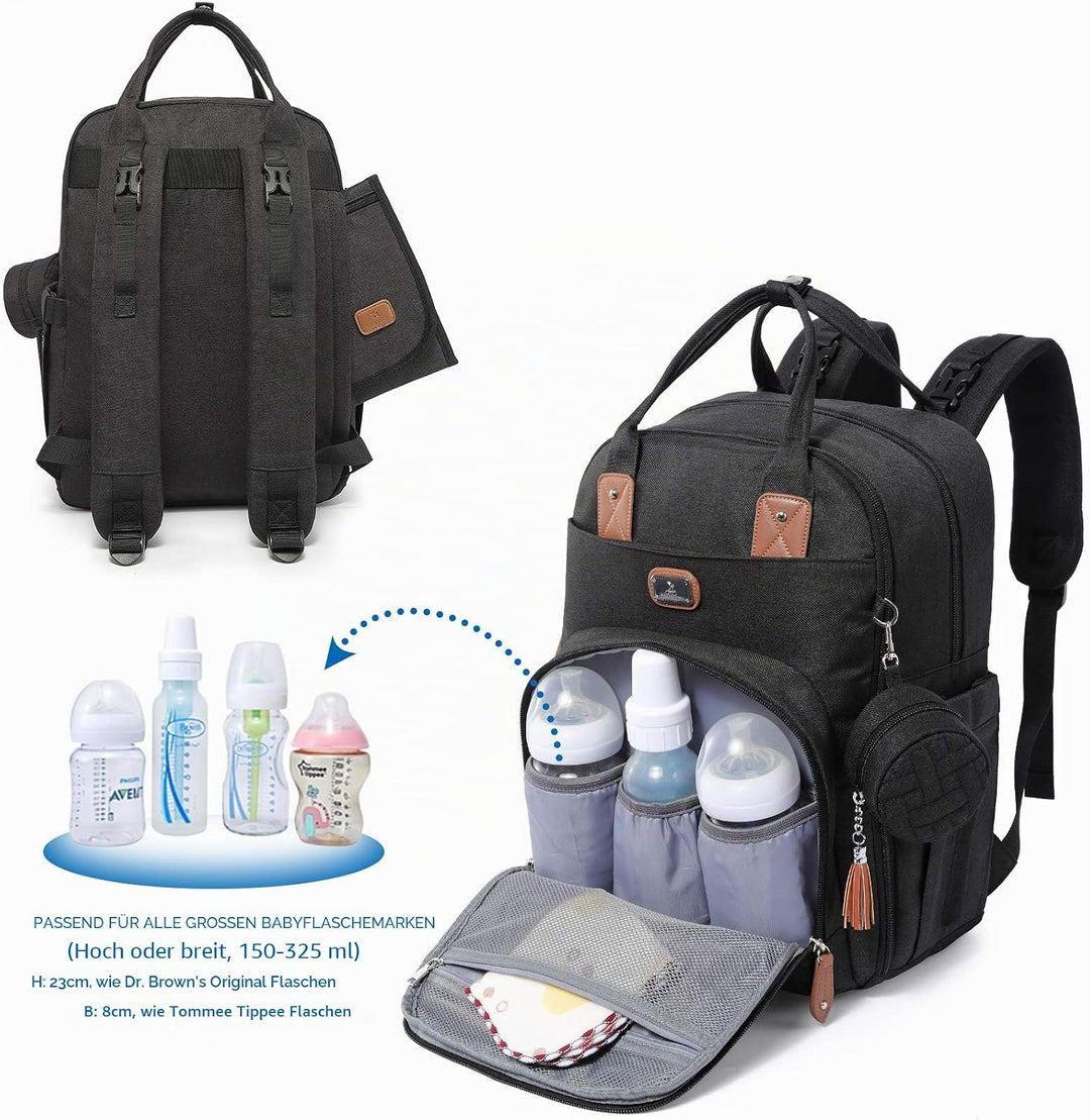Wickeltasche Rucksack - Dikaslon Grosser Wickelrucksack mit Multifunktions-Babytaschen und mobiler W