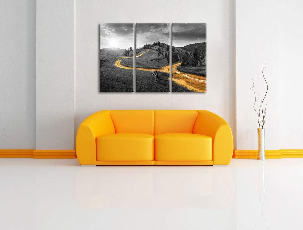 Verträumte Berglandschaft schwarz/weiss 3-Teiler Leinwandbild 120x80 Bild auf Leinwand, XXL riesige
