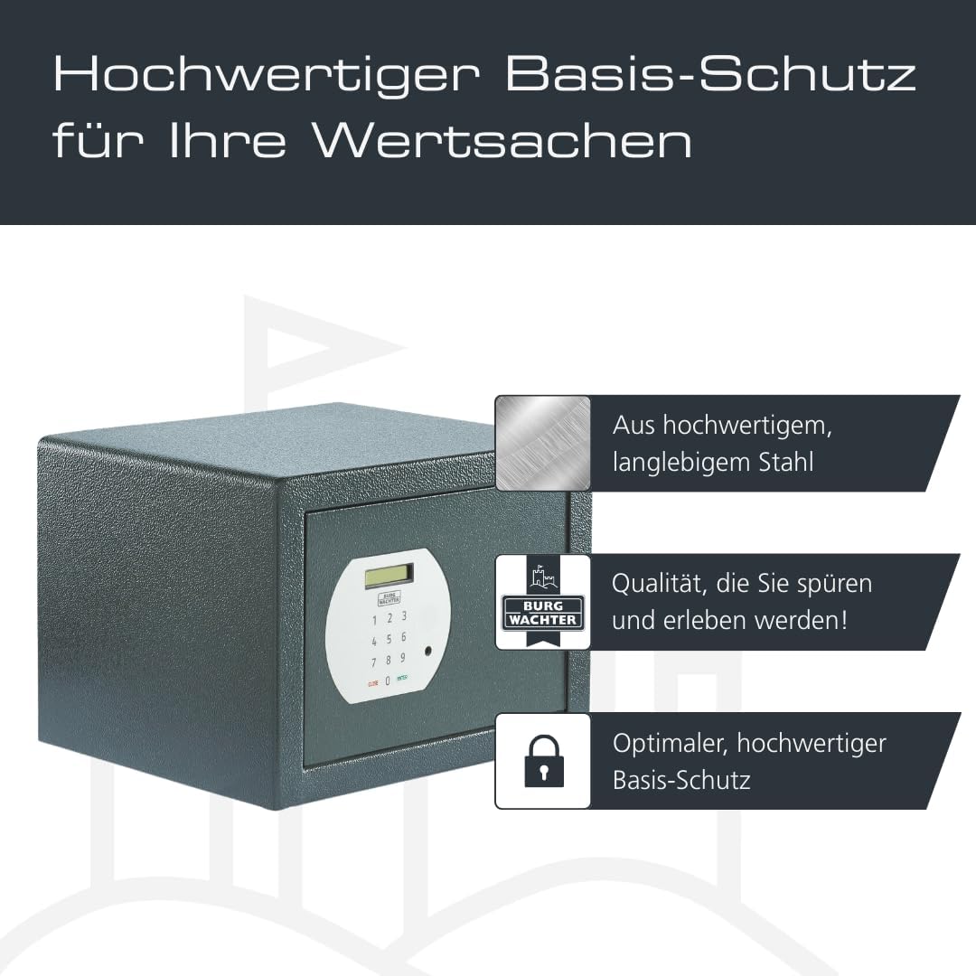 Burg-WÄCHTER Möbeltresor mit elektronischem Zahlenschloss, Inkl. Fachboden, Zur Wand- und Bodenbefes