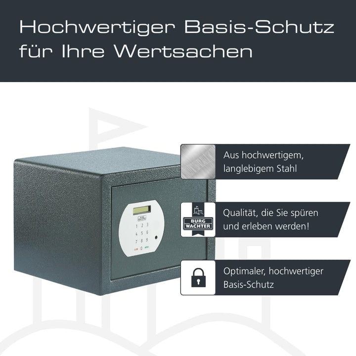 Burg-WÄCHTER Möbeltresor mit elektronischem Zahlenschloss, Inkl. Fachboden, Zur Wand- und Bodenbefes
