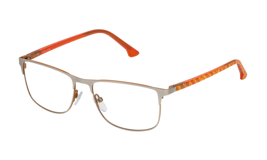 Police Unisex Vpl396530s34 Sunglasses, Matt Palladium with/Orange Parts, 53