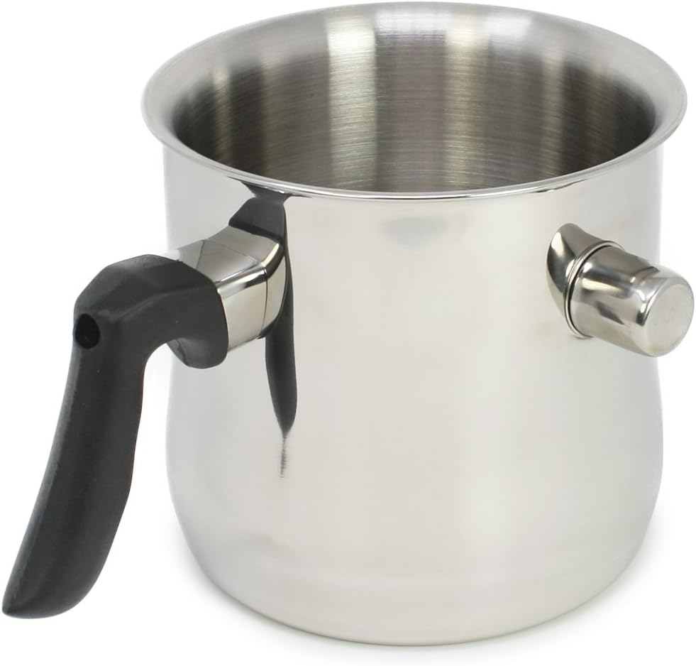 com-four® Milchtopf mit Schüttrand/Simmertopf 1,2 Liter, doppelwandig, spülmaschinengeeignet