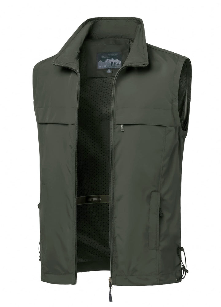MeiLayM Herren Outdoor Angelweste Multi Pocket Weste Sommer Schnell Trocknende Weste Sport Reissvers