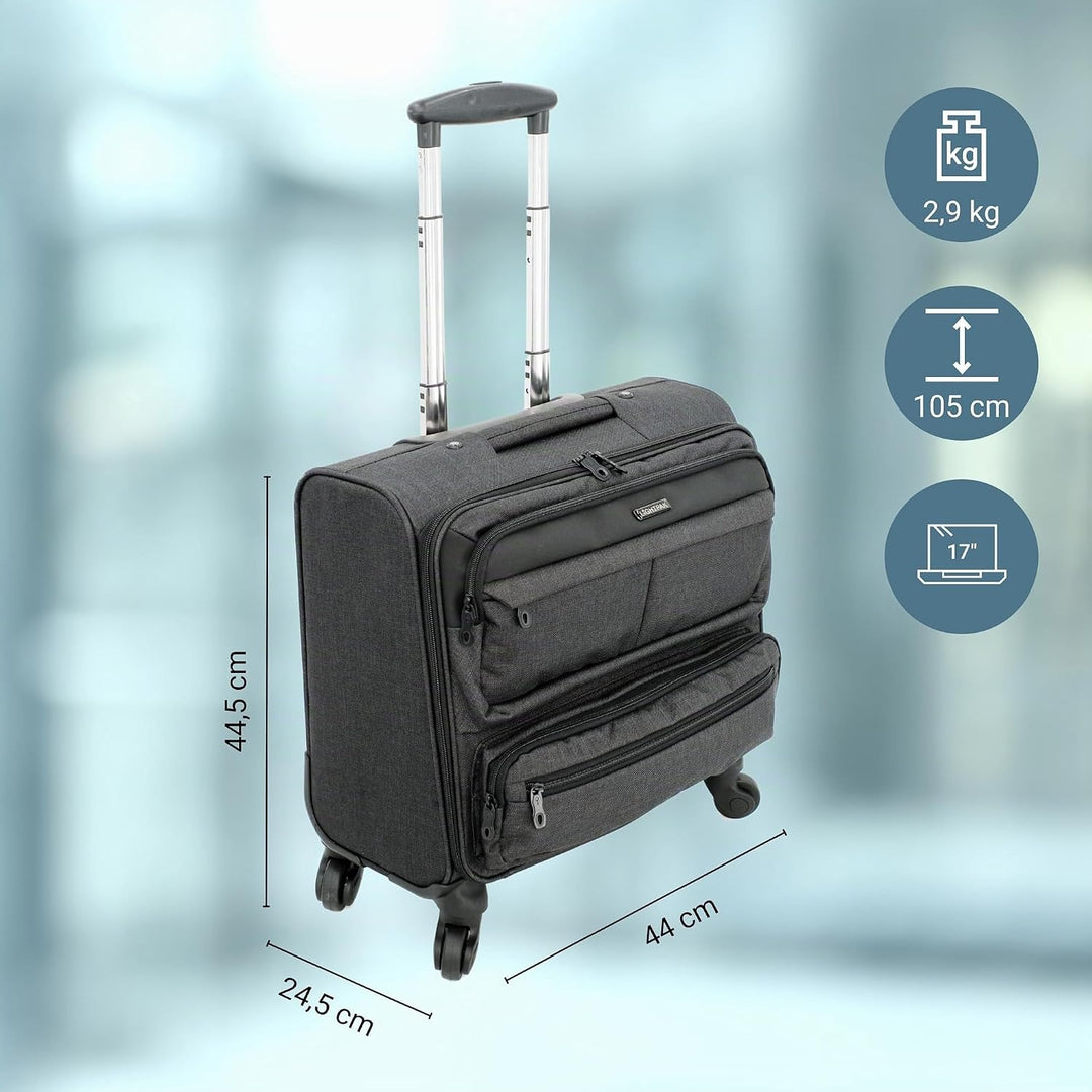 LIGHTPAK Business Laptop Overnight Trolley Ronney, Rollkoffer aus 600D Nylon, Reisekoffer mit 4 Roll