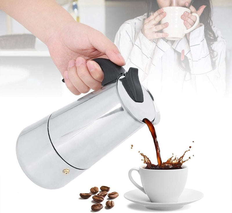 Ymiko 450ml Edelstahl Elektrokochherd Moka Herstellungskanne Espressotassenmaschine Heizungsset EU-S