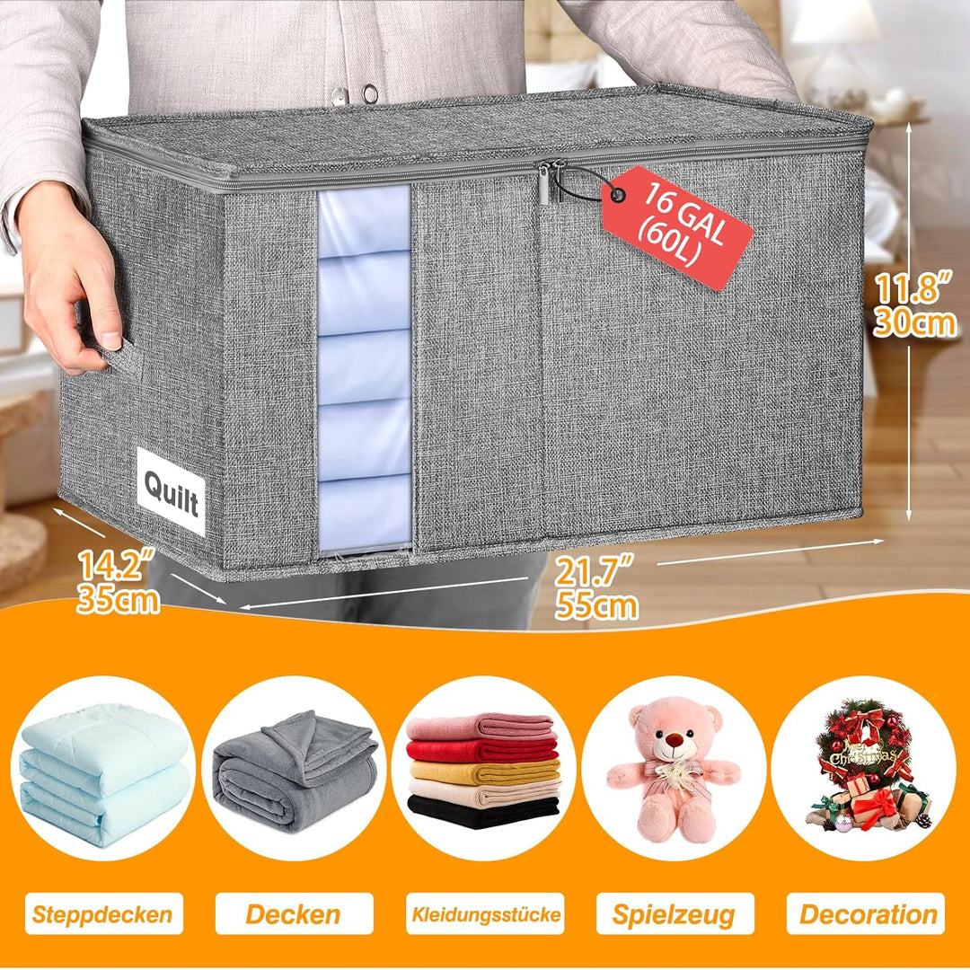 mepure Aufbewahrungsbox mit Deckel Gross, 60L Kleidung Stoffboxen Aufbewahrung mit Stabile Seitenwän