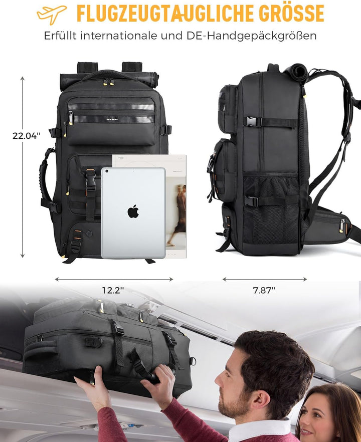Ponhog Travel Backpack for Men - 50L Convertible Duffle Bag with Shoe Compartment, Carry On Laptop B