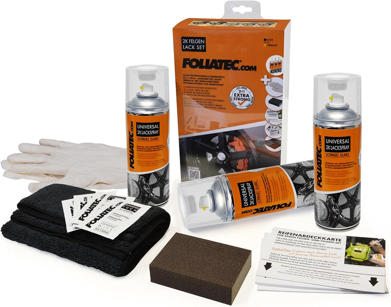 Foliatec Felgen 2K Lack Set, Schwarz Glänzend, 400 ml (3er Pack), Schwarz Glänzend