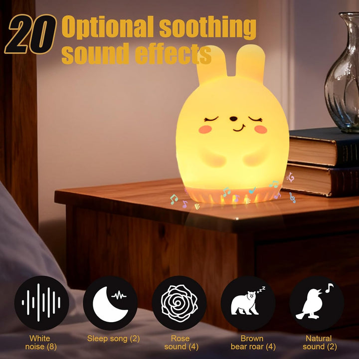 White Noise Machine Babys, LED Nachtlicht & Timer – Tragbare RGB Mehrfarben Einschlafhilfe mit 20 be
