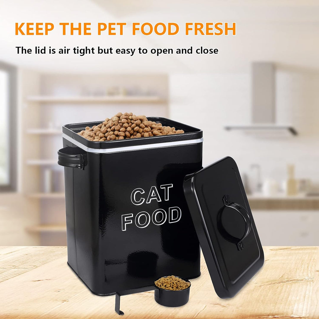 Pethiy Katzenfutter Katzenleckerli aufbewahrung Box, 6.5 Liter Metall Katzenfutter Box Aufbewahrungd