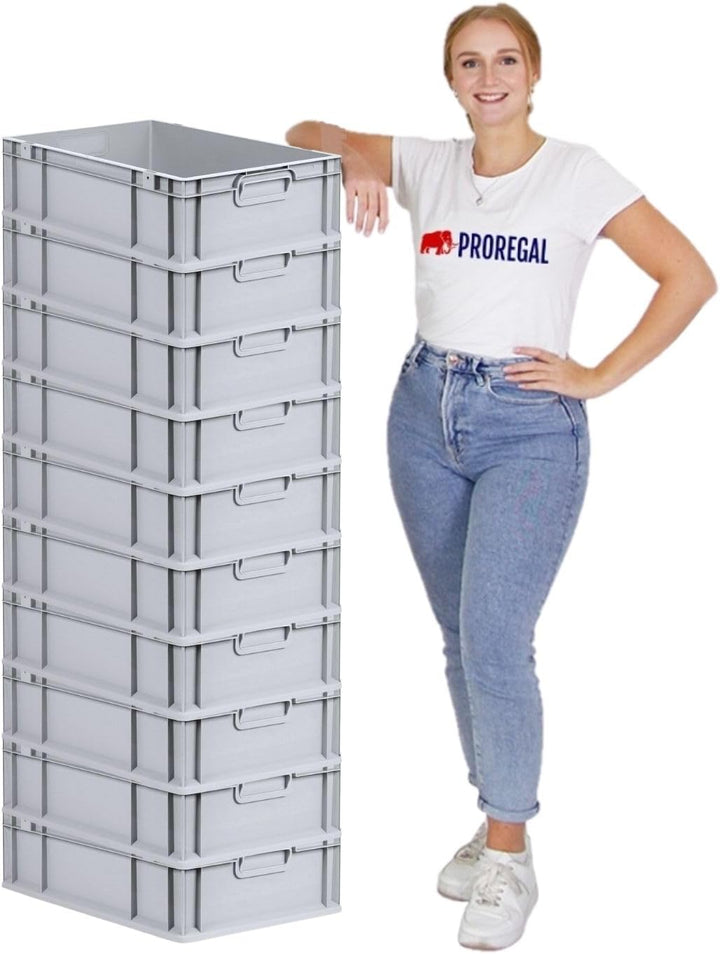 PROREGAL SuperSparSet 10x Eurobox NextGen Economy mit Auflagedeckel und 4x Schiebeschnappverschlüsse