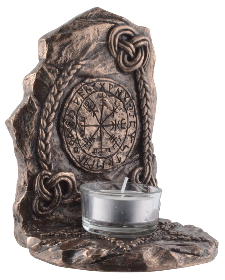 Wikinger Kompass Vegvisir als Teelicht - bronziert by Veronese
