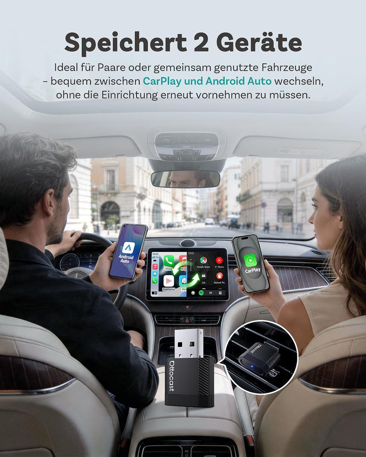 OTTOCAST Mini Nova 2-in-1 Wireless CarPlay &amp; Android Auto Adapter, Kompakt